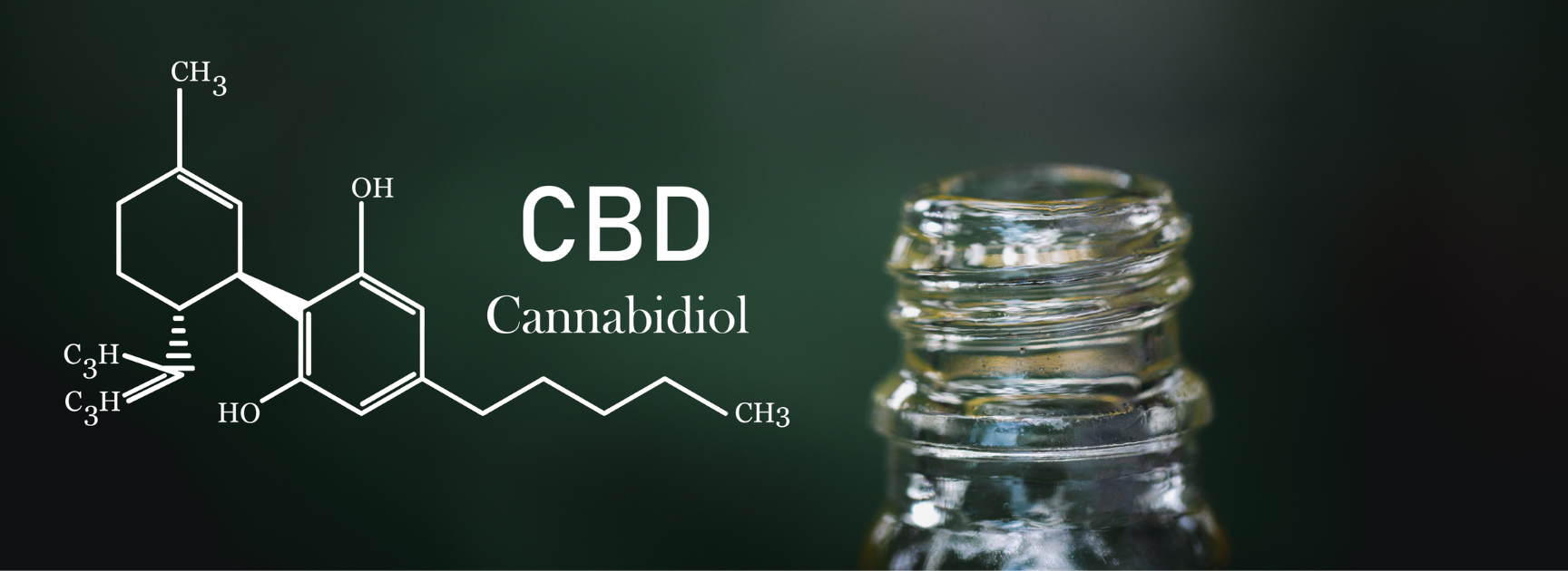 CBD scientific compound with a jar of CBD oil.